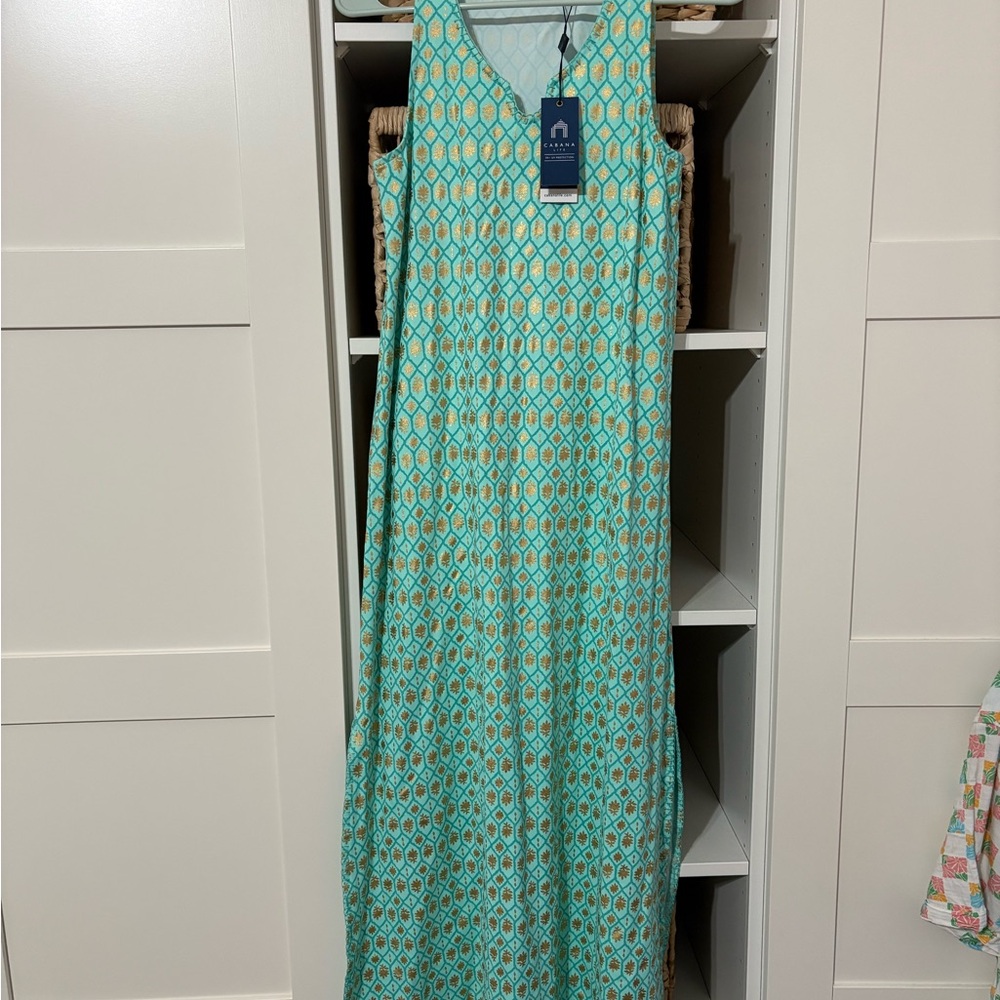 Cabana Life Turquoise and Yellow Maxi Dress